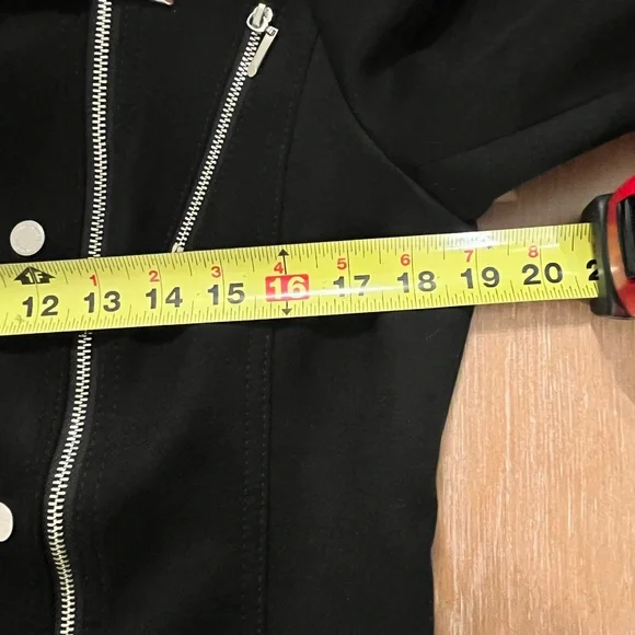 White House Black Market Black Faux Suede Moto Jacket - Silver Hardware Sz 8 - Picture 12 of 14